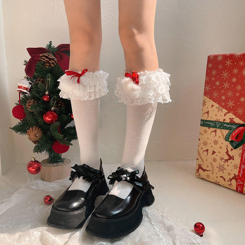 Get trendy with [Basic] Christmas Girl Lace socks - Socks available at Peiliee Shop. Grab yours for $15.90 today!