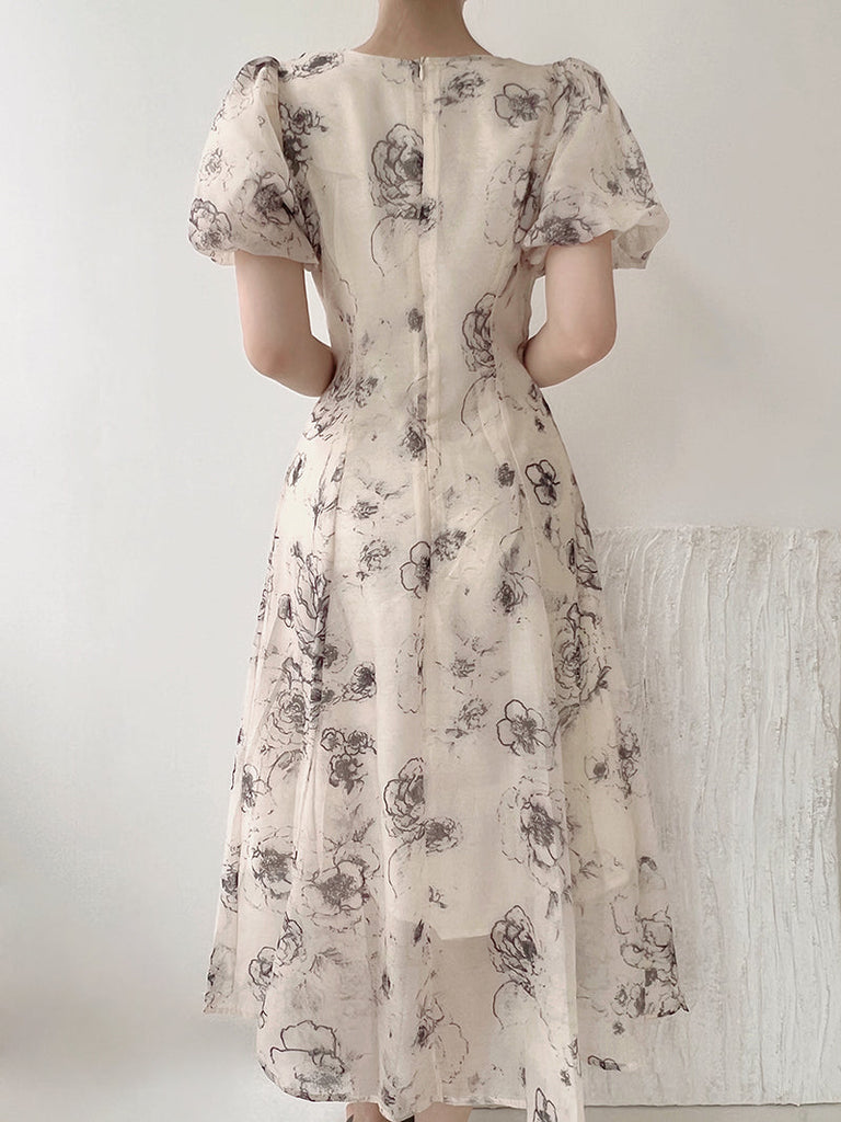 Shadow of Flower Midi Dress - Premium Dresses from aguo - Just $42.00! Shop now at Peiliee Shop