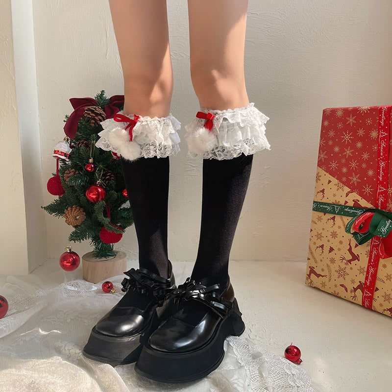 Get trendy with [Basic] Christmas Girl Lace socks - Socks available at Peiliee Shop. Grab yours for $15.90 today!