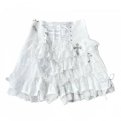 Get trendy with God's Redemption Lace Tiered Shorts - Shorts available at Peiliee Shop. Grab yours for $42.99 today!