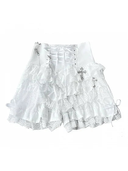Get trendy with God's Redemption Lace Tiered Shorts - Shorts available at Peiliee Shop. Grab yours for $42.99 today!