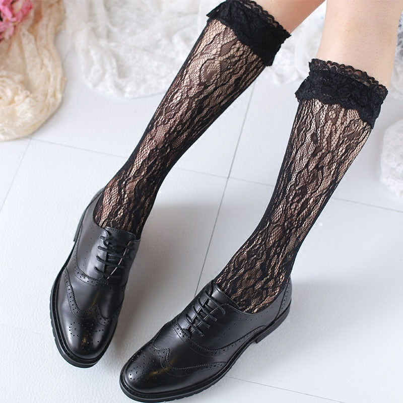 Get trendy with [Basic] Lolita Fairy Lace below knee socks -  available at Peiliee Shop. Grab yours for $8 today!