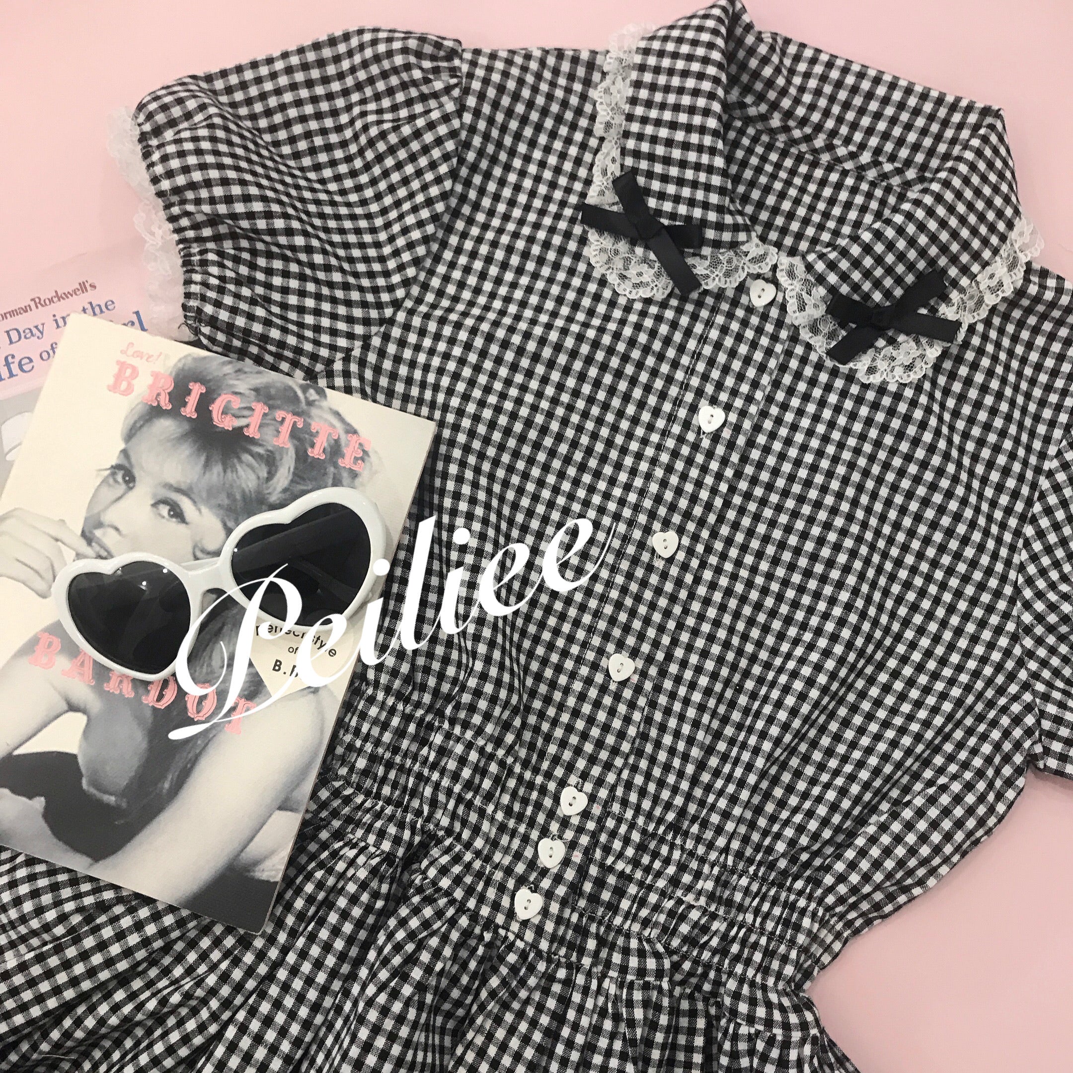 Get trendy with [By Peiliee] Afternoon Tea At Tiffany Gingham Babydoll Mini Dress Lolita 1997 style -  available at Peiliee Shop. Grab yours for $49.90 today!