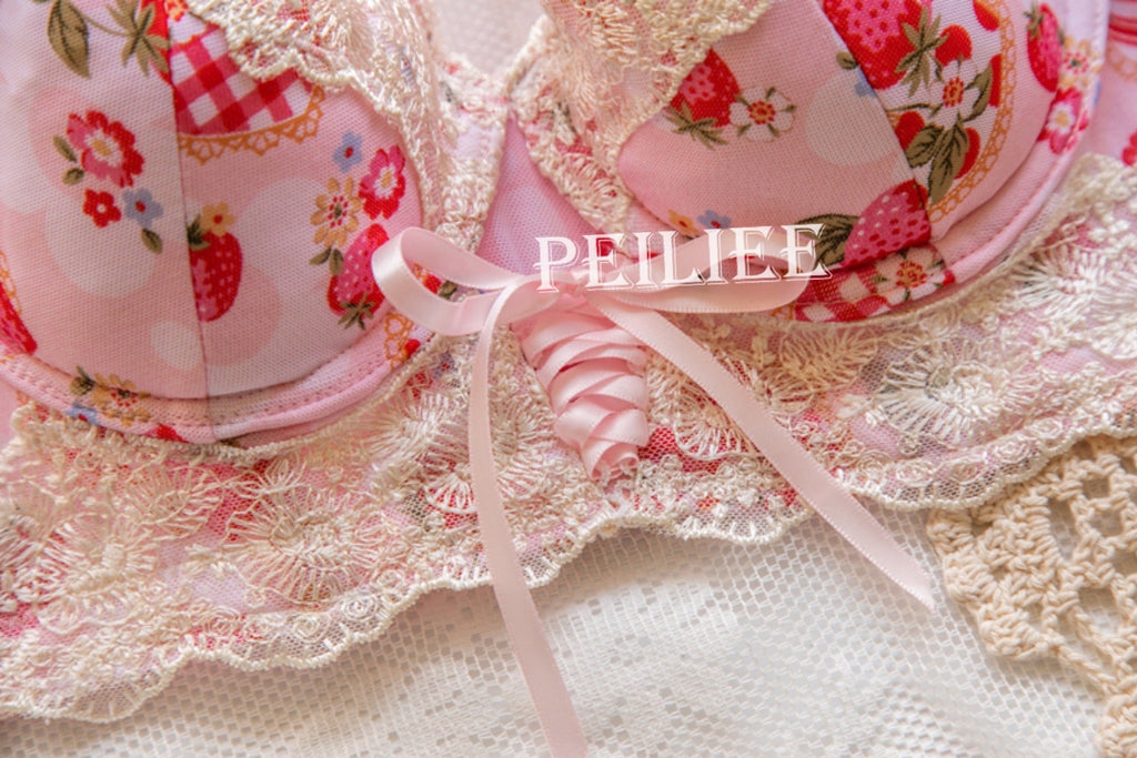 (Curve size included) Strawberry Garden Bra Set [Premium Selected Japanese Brand] - Premium  from Miss KIKI - Just $49.90! Shop now at Peiliee Shop