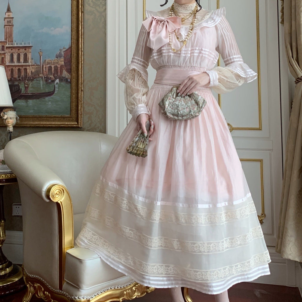 Get trendy with [Premium Selected] My Golden Days Vintage Antique Edwardian Soft Pink Dress Set -  available at Peiliee Shop. Grab yours for $75 today!