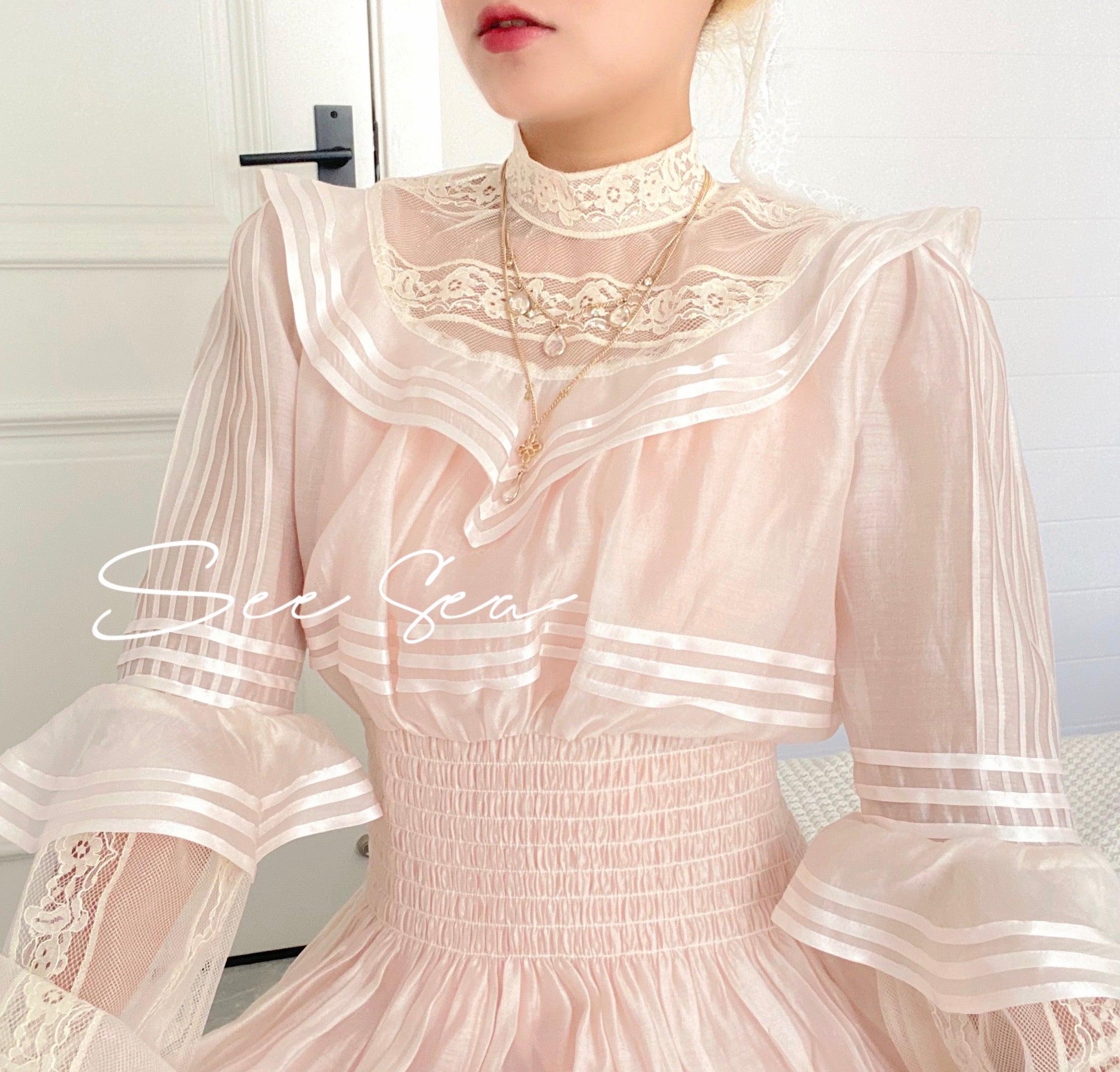 Get trendy with [Premium Selected] My Golden Days Vintage Antique Edwardian Soft Pink Dress Set -  available at Peiliee Shop. Grab yours for $75 today!