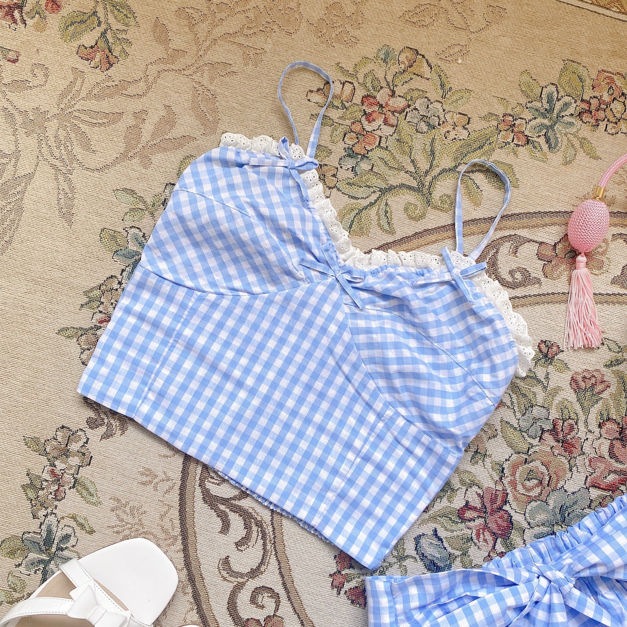 Get trendy with [Customized] Berry Dreams Gingham Set -  available at Peiliee Shop. Grab yours for $58 today!