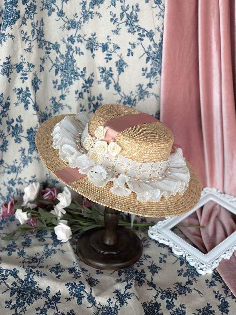 The blooming Versailles Rose Garden Straw Hat - Premium  from Peiliee Shop - Just $45.00! Shop now at Peiliee Shop