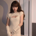 Get trendy with [Basic] Soft Season Dress With Gloves Set - Dresses available at Peiliee Shop. Grab yours for $25 today!