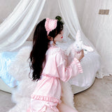 Get trendy with Angelic Rosé Satin Lounge wear set -  available at Peiliee Shop. Grab yours for $12 today!