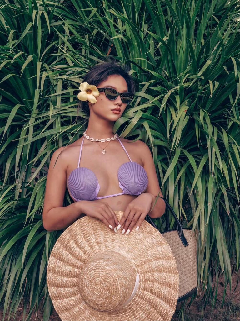 Get trendy with Fantastic Mermaid Natural shell handmade Bralette bikini bra -  available at Peiliee Shop. Grab yours for $55 today!