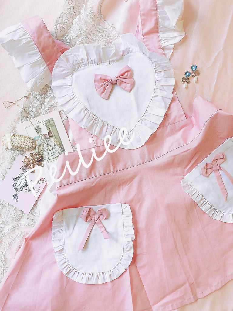 Get trendy with [2 weeks hand sewing time! ]Dolly heart apron -  available at Peiliee Shop. Grab yours for $29 today!