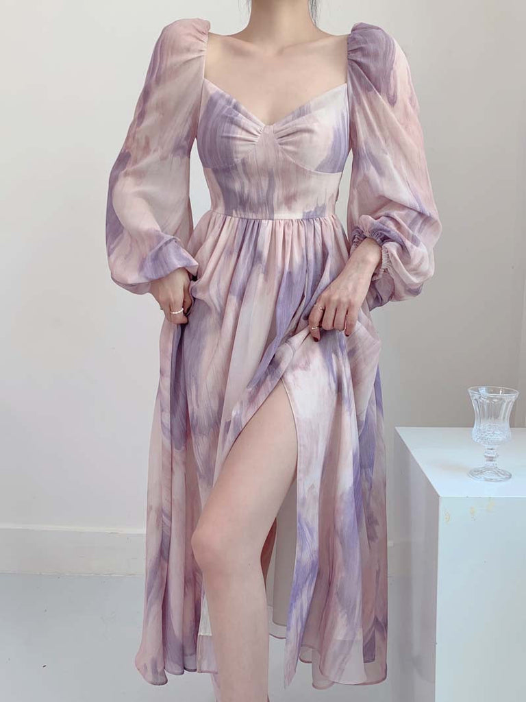 Get trendy with Lilac Floral Dress Gown - Dresses available at Peiliee Shop. Grab yours for $38.60 today!