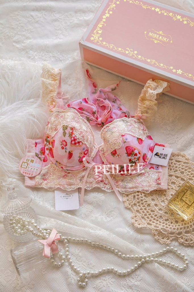 Get trendy with [Product photo] Strawberry Garden Bra Set -  available at Peiliee Shop. Grab yours for $49.90 today!