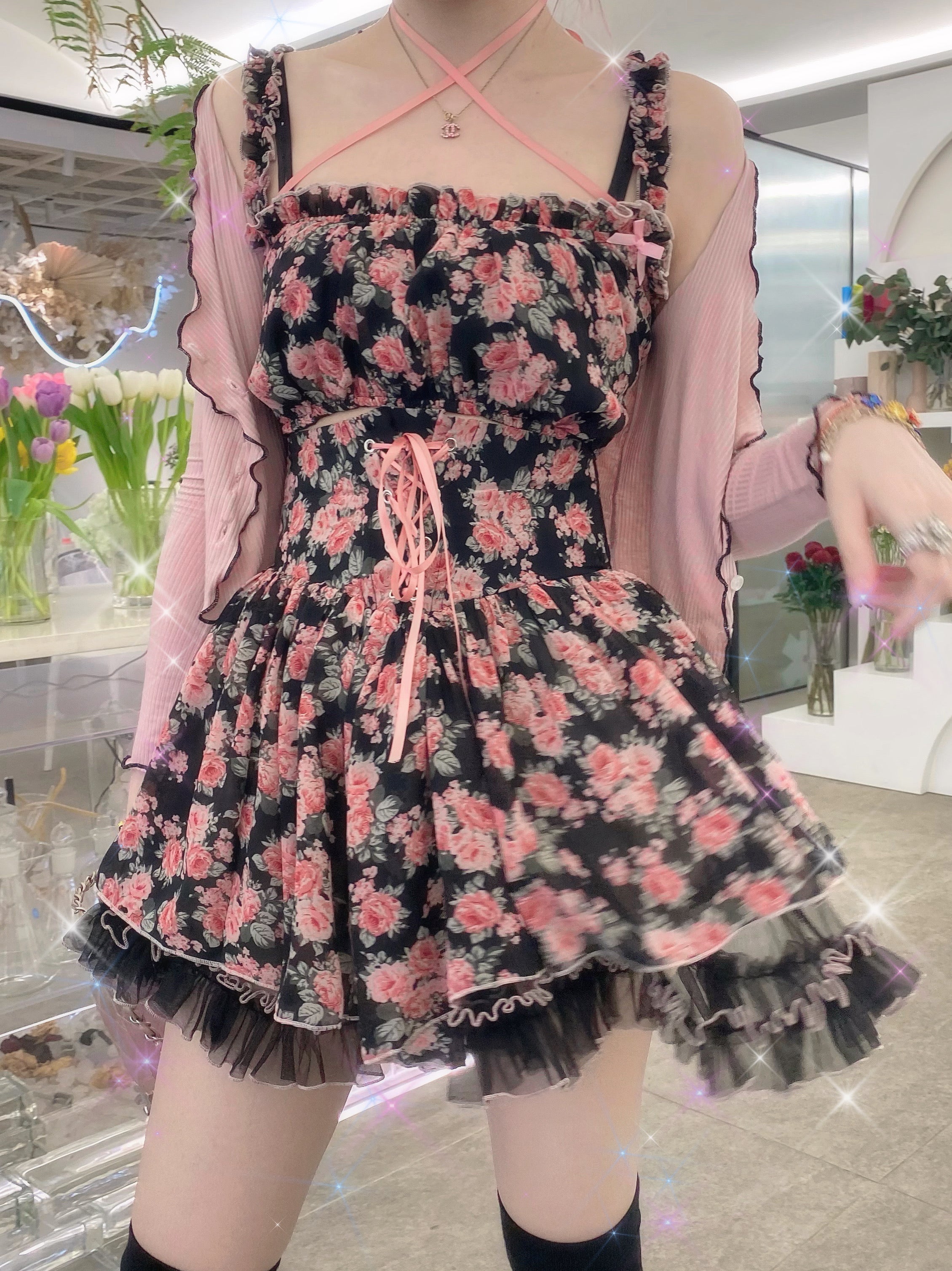 Get trendy with [Premium Selected] Rozen Maiden Floral Set Mini Dress (designer Arilf) -  available at Peiliee Shop. Grab yours for $54 today!