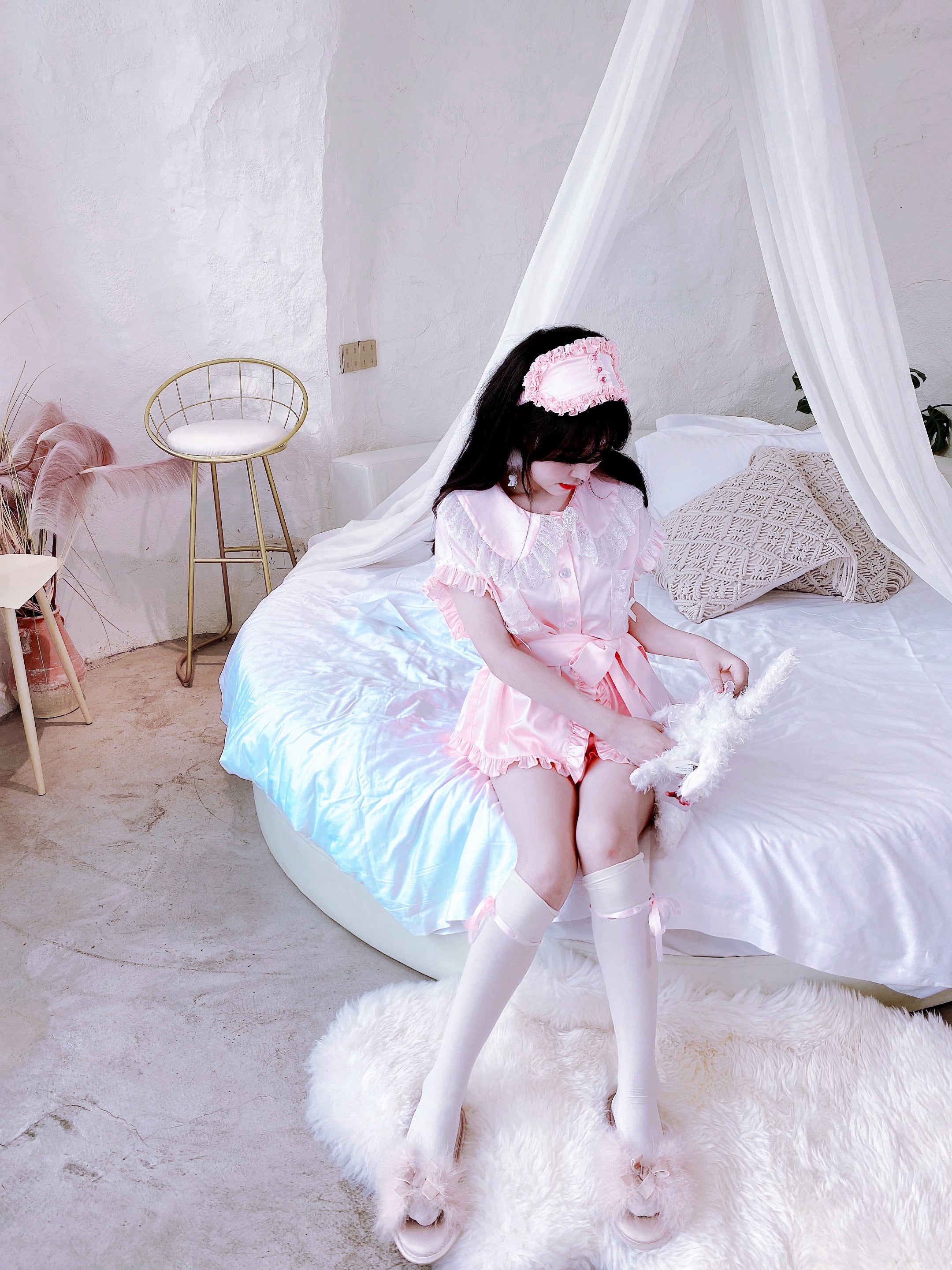 Get trendy with Angelic Rosé Satin Lounge wear set -  available at Peiliee Shop. Grab yours for $12 today!