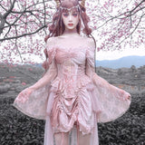 Get trendy with Sakura Dream Velvet Corset Top With Sleeves - Shirts & Tops available at Peiliee Shop. Grab yours for $55 today!