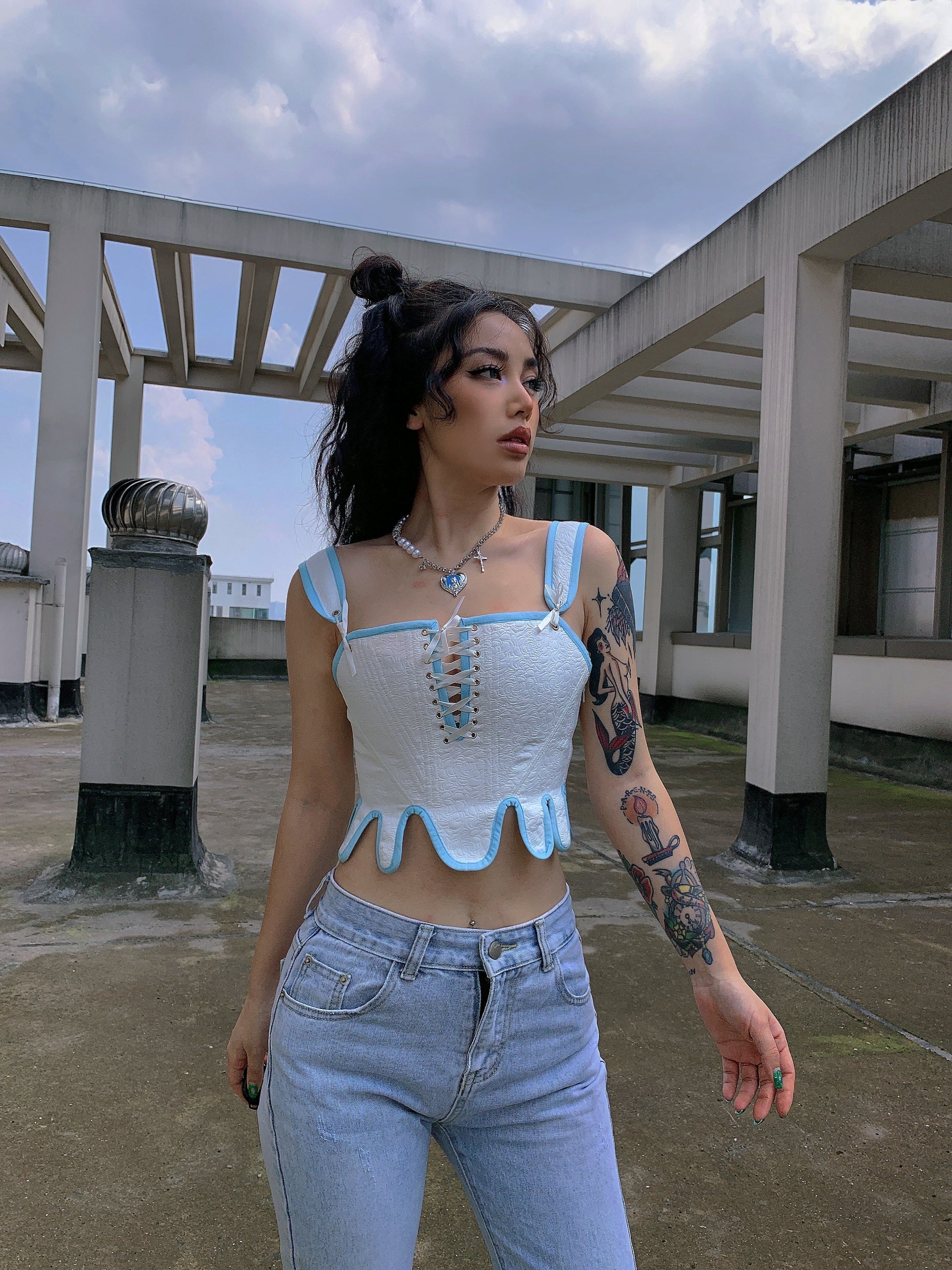 Get trendy with [Handmade] Snow Angel Corset -  available at Peiliee Shop. Grab yours for $79.90 today!