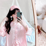 Get trendy with Angelic Rosé Satin Lounge wear set -  available at Peiliee Shop. Grab yours for $12 today!