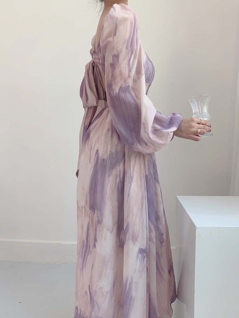 Get trendy with Lilac Floral Dress Gown - Dresses available at Peiliee Shop. Grab yours for $38.60 today!