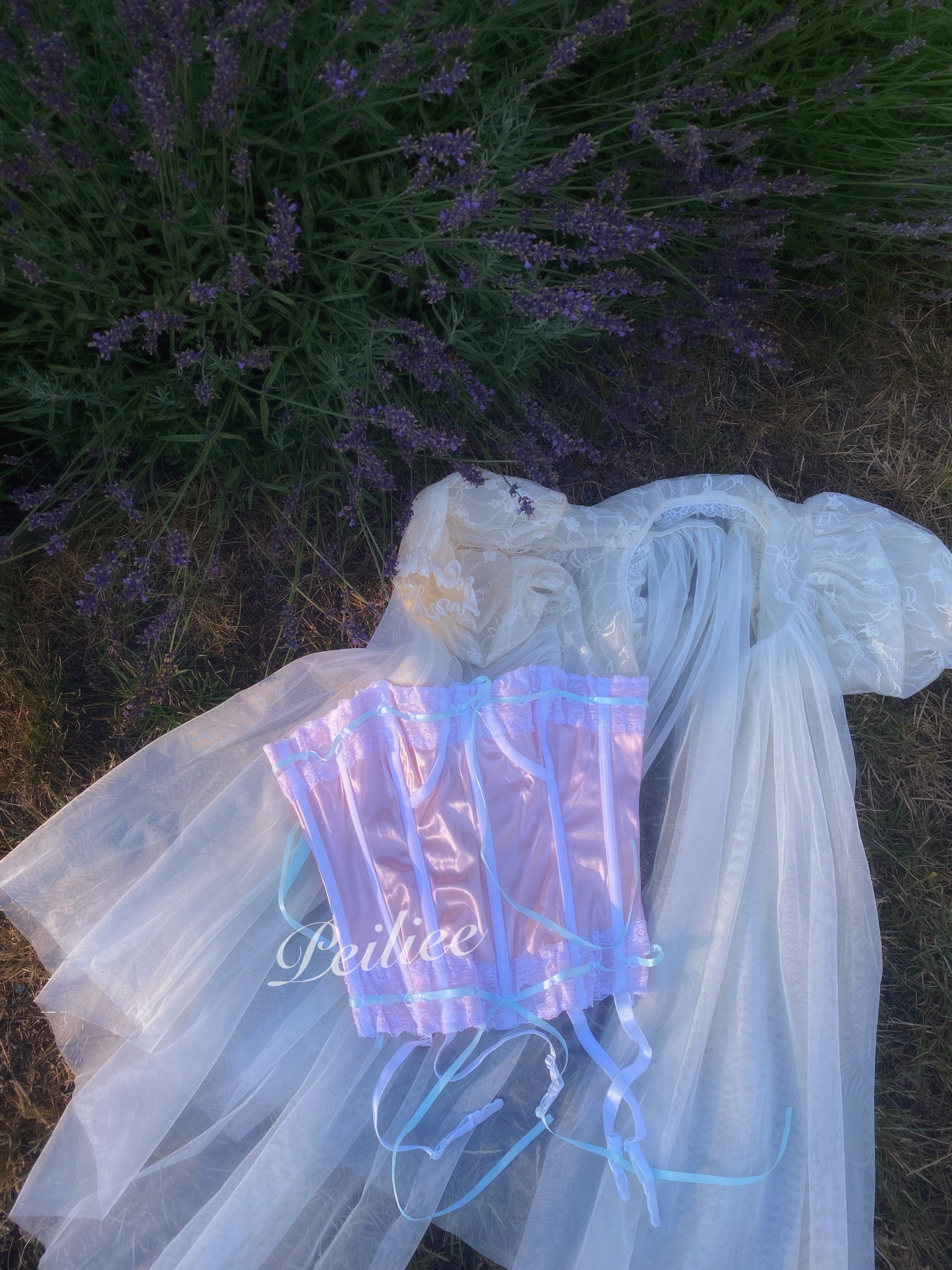 Get trendy with [Sweden] Lavender Dreams Handmade Satin Corset -  available at Peiliee Shop. Grab yours for $59.90 today!