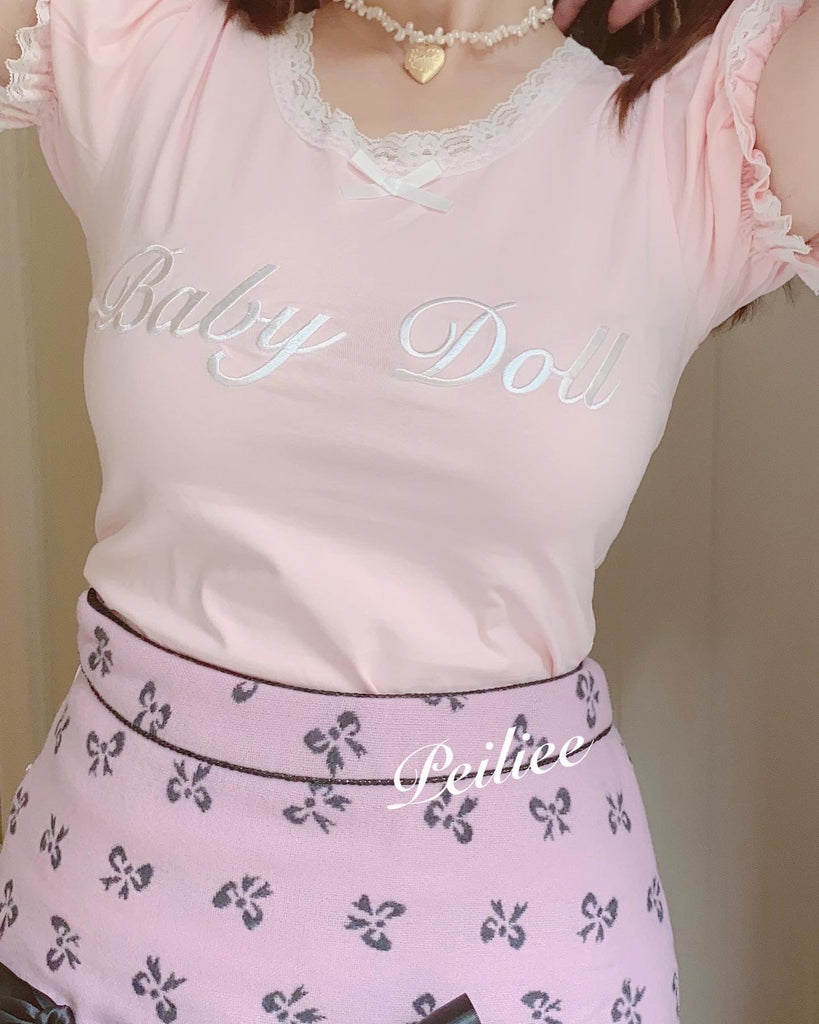 Get trendy with [Exclusive to PeilieeShop] Sweet Doll Pastel Pink Double Ribbon Mini Skirt -  available at Peiliee Shop. Grab yours for $28 today!