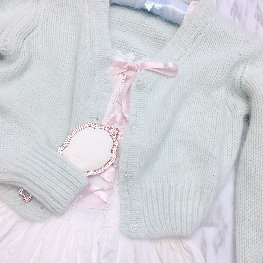Swan Lake Pastel Mint Larme Kei Styled Soft Cardigan - Premium  from Peiliee - Just $42.00! Shop now at Peiliee Shop
