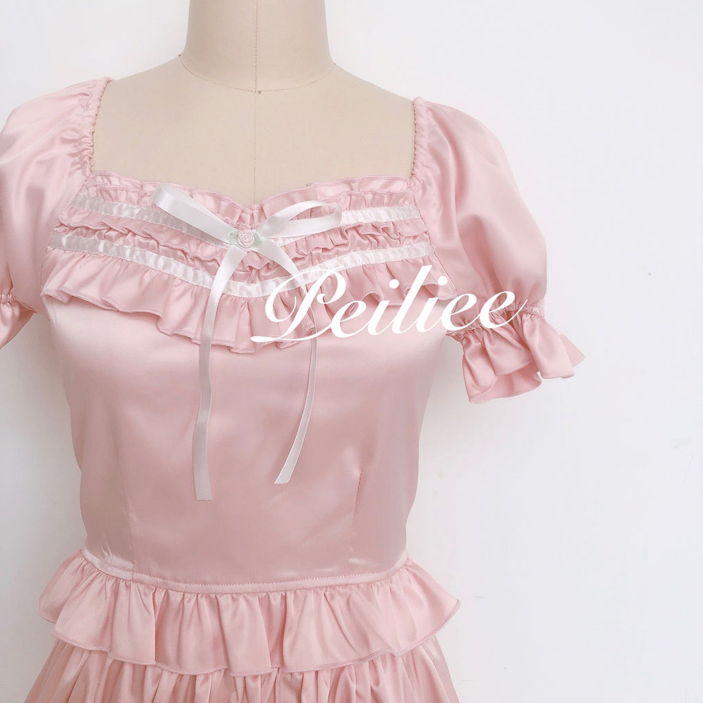 [Peiliee Design 5 years anniversary] Sakura Soft Satin Dress Set - Premium Dresses from Peiliee Shop - Just $45.00! Shop now at Peiliee Shop