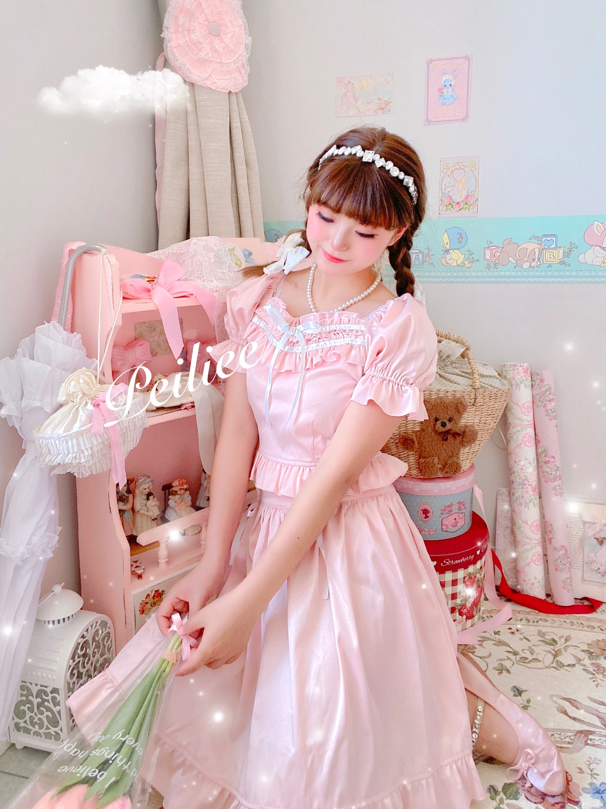 Get trendy with [Peiliee Design 5 years anniversary] Sakura Soft Satin Dress Set - Dresses available at Peiliee Shop. Grab yours for $45 today!