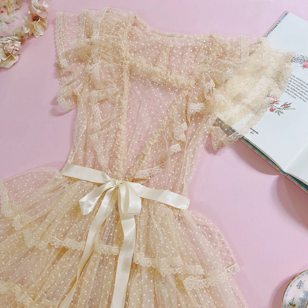 Get trendy with Leflacon [Pre-order] 'Long Vacation' Dreamy Dot Lace One-piece - Dresses available at Peiliee Shop. Grab yours for $109.90 today!