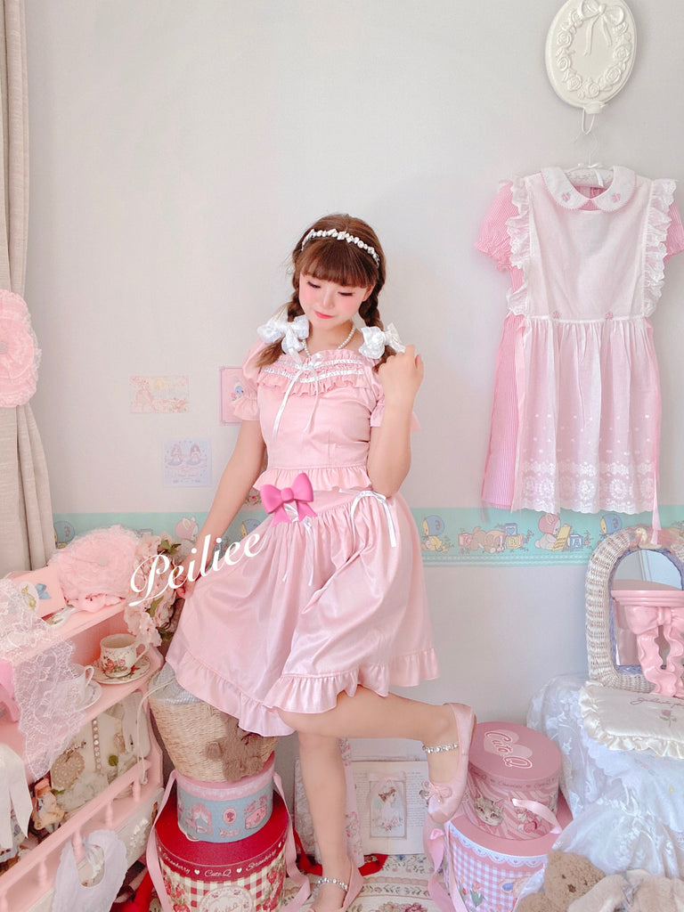 [Peiliee Design 5 years anniversary] Sakura Soft Satin Dress Set - Premium Dresses from Peiliee Shop - Just $45.00! Shop now at Peiliee Shop