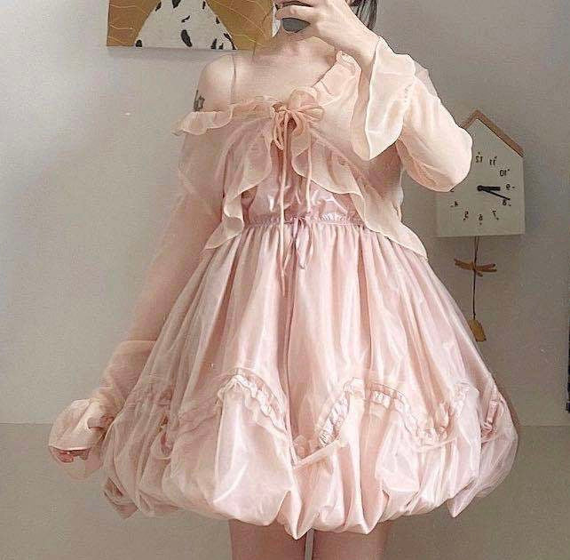 [Mid Season Sale] Escaped Bunny In Peach Flower Garden Dress (designer Arilf) - Premium  from Arilf - Just $45! Shop now at Peiliee Shop