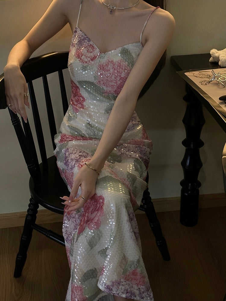 Mermaid Garden Shine Midi Dress - Premium Dresses from aguo - Just $49.90! Shop now at Peiliee Shop