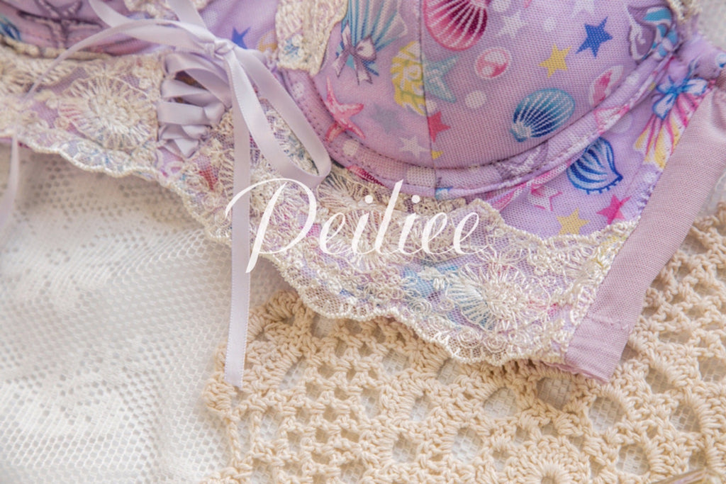 Get trendy with (Curve size included) Mermaid Story Soft Bra Set [Premium Selected Japanese Brand] -  available at Peiliee Shop. Grab yours for $49.90 today!