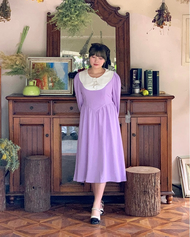 Get trendy with [Curve Beauty] Love in Provence Lavender Dress - Dresses available at Peiliee Shop. Grab yours for $36.80 today!