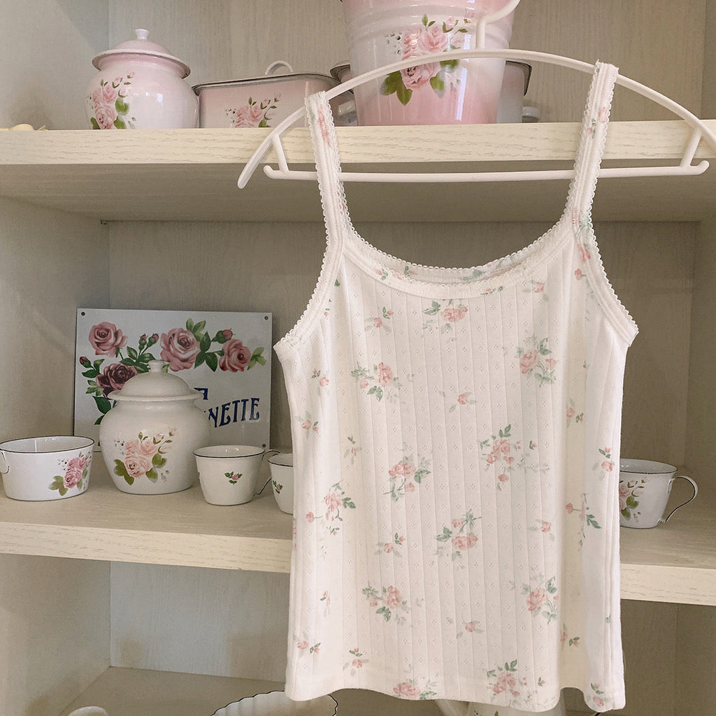 [Basic] Fairy Dance Floral Vest Top - Premium Shirts & Tops from RIBERRY - Just $16.00! Shop now at Peiliee Shop
