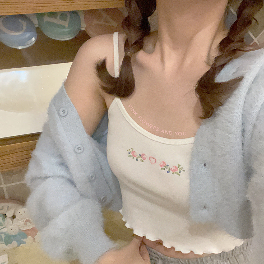 Get trendy with [Basic] Rose Romance Floral Embroidered Vest Top - Shirts & Tops available at Peiliee Shop. Grab yours for $16 today!