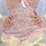 Get trendy with Cloudy Pink Lace Corset Top -  available at Peiliee Shop. Grab yours for $59.90 today!