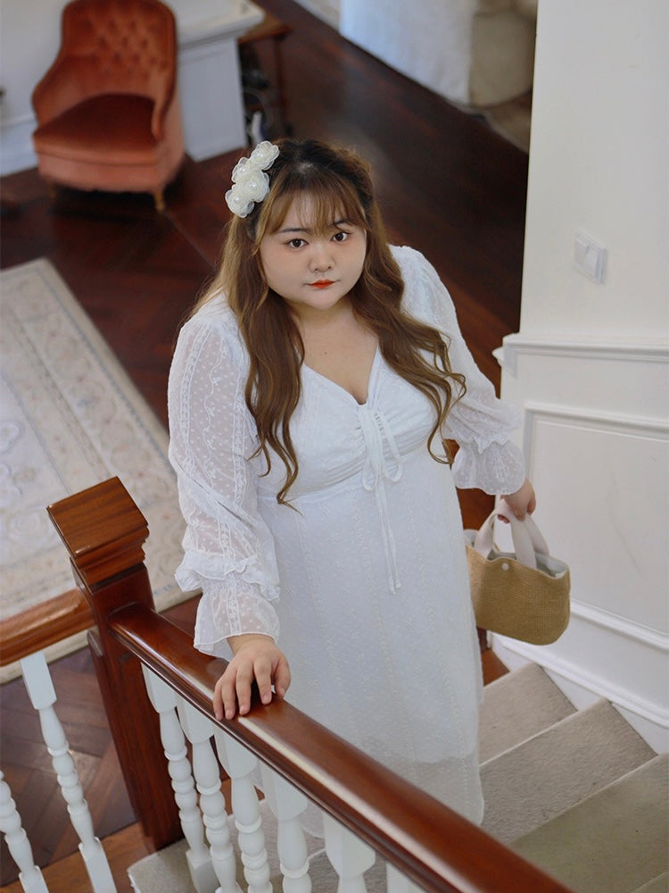 [Curve Beauty] Snow Angel Dress - Premium Dresses from DAJUN - Just $39.90! Shop now at Peiliee Shop