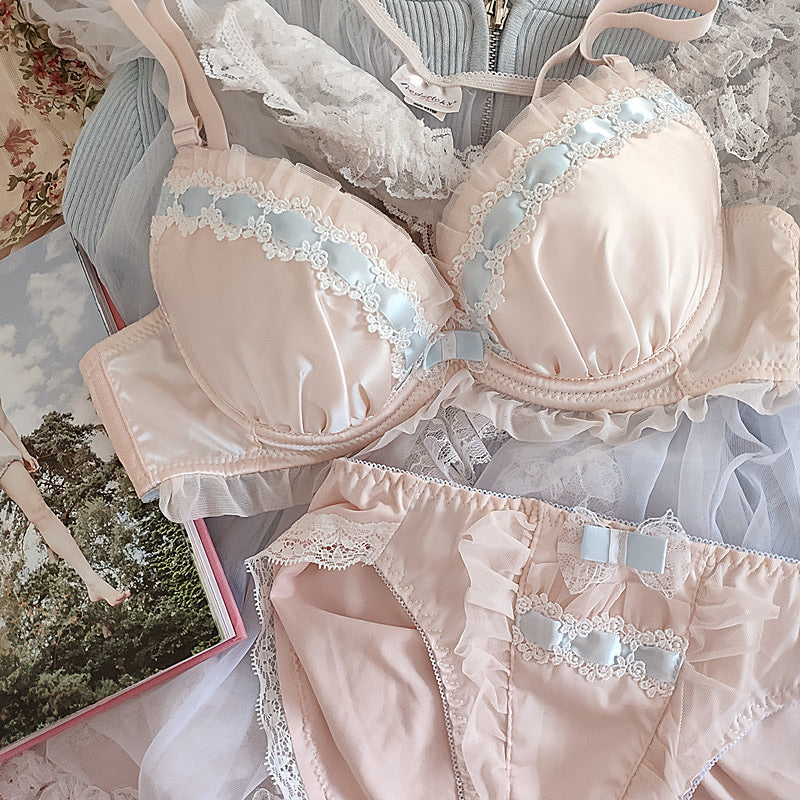 Get trendy with Angel like ribbon bra set with plus sizes - Lingerie available at Peiliee Shop. Grab yours for $29.90 today!