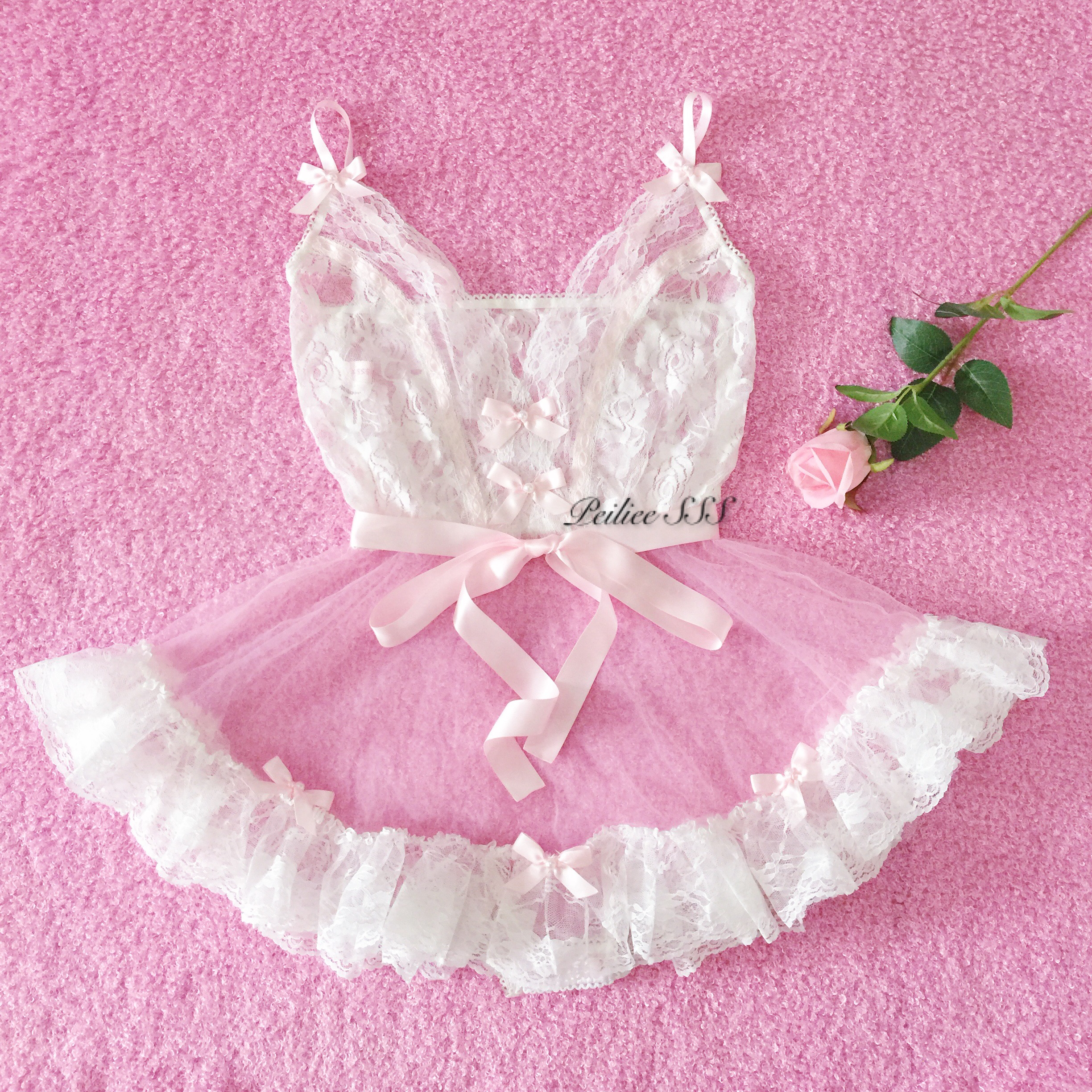 Get trendy with Handmade Angelic Poupee Peche Pink Bodysuit - physical available at Peiliee Shop. Grab yours for $45 today!