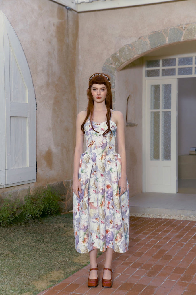 [UNOSA] Blooming in mist floral gown - Premium  from UNOSA - Just $79.00! Shop now at Peiliee Shop