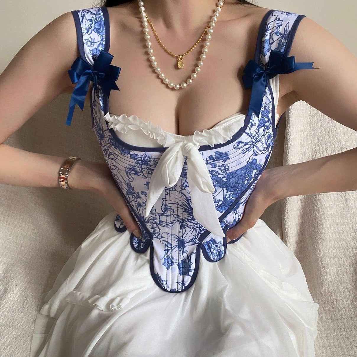 Get trendy with [Handmade Lingerie] Chinese Porcelain Corset -  available at Peiliee Shop. Grab yours for $85 today!