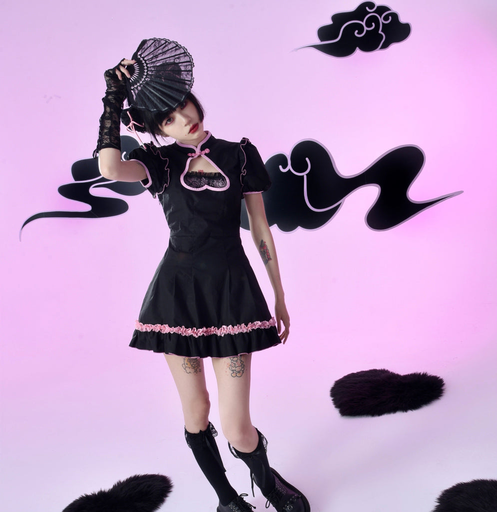[Evil Tooth] Chinese Sweetheart Goth Princess Qipao Style Dress - Premium Dresses from Evil Tooth - Just $59.90! Shop now at Peiliee Shop