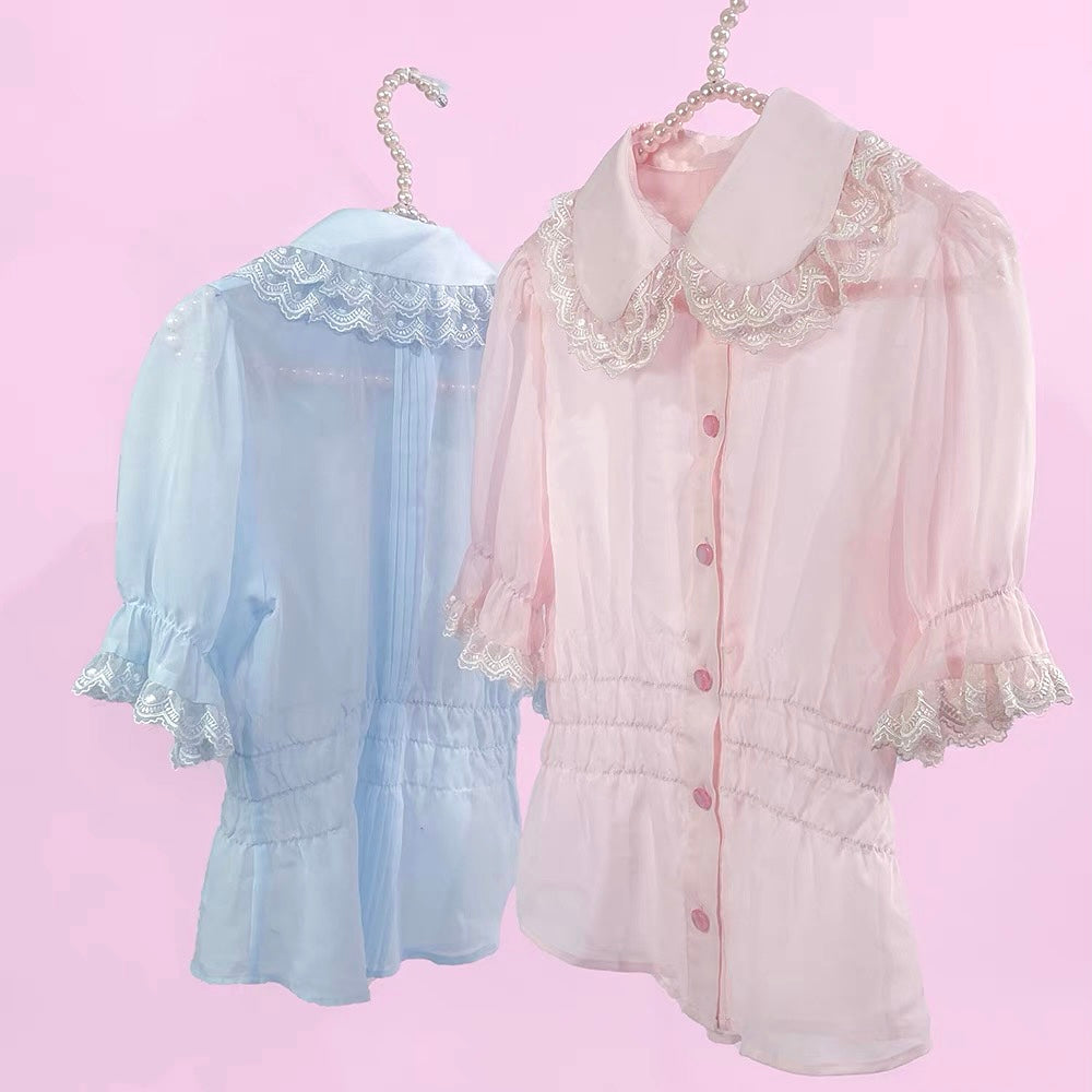 [12 Studio] Loli Pop Pastel Transparent Shirt - Premium Shirts from 12 studio - Just $28.60! Shop now at Peiliee Shop