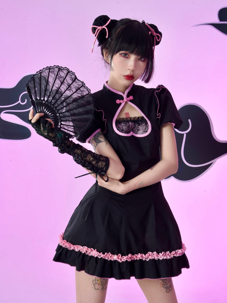 Get trendy with [Evil Tooth] Chinese Sweetheart Goth Princess Qipao Style Dress - Dresses available at Peiliee Shop. Grab yours for $59.90 today!