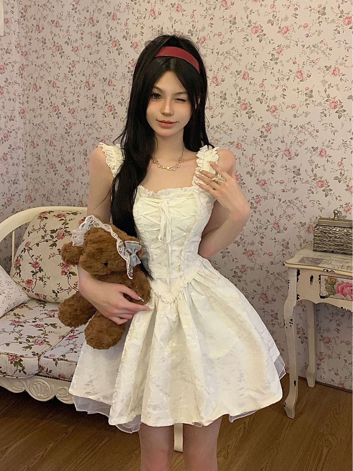 Get trendy with Angel like floral cotton mini dress -  available at Peiliee Shop. Grab yours for $39.90 today!