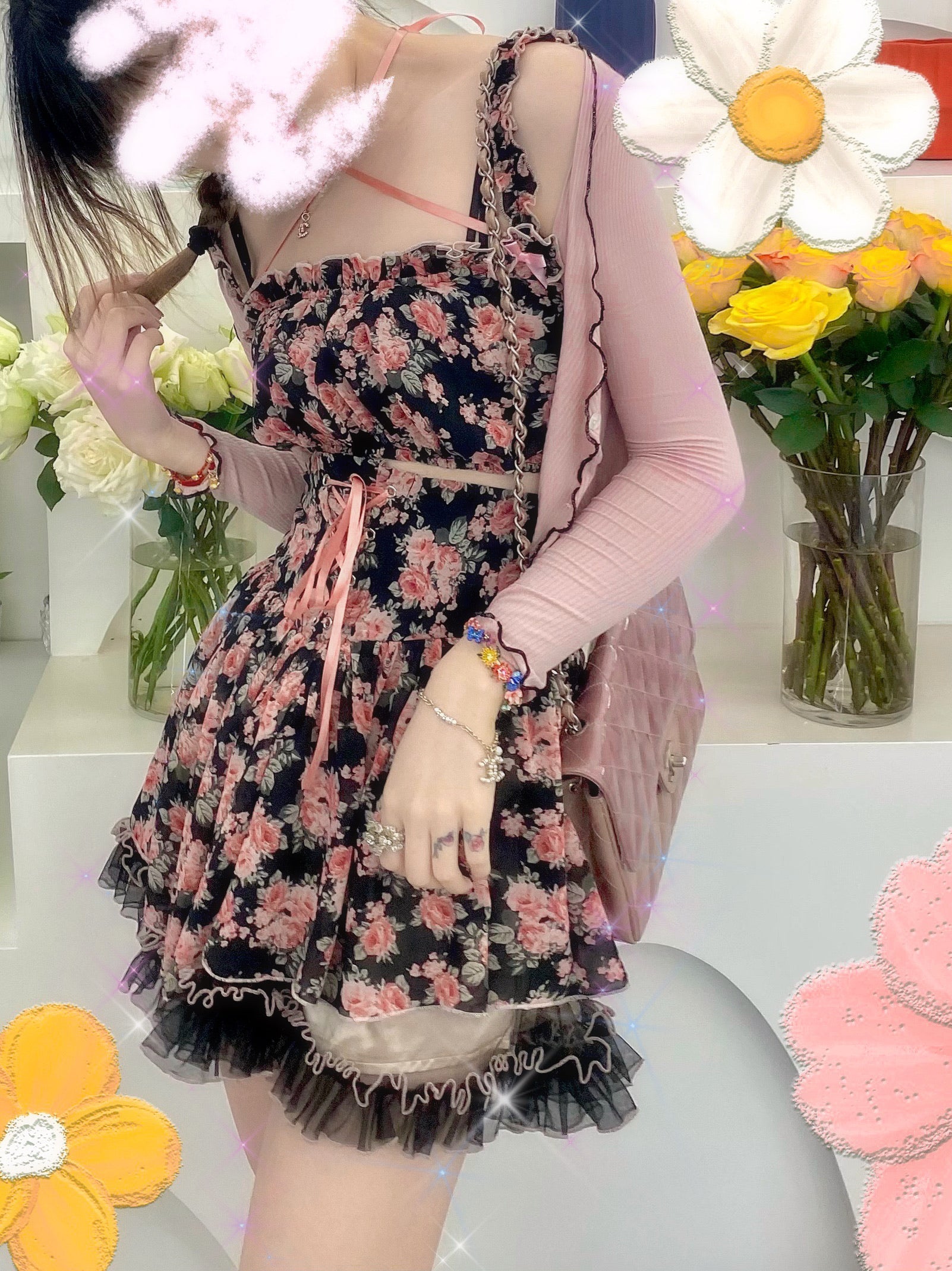 Get trendy with [Premium Selected] Rozen Maiden Floral Set Mini Dress (designer Arilf) -  available at Peiliee Shop. Grab yours for $54 today!