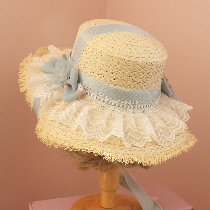 Mori Girls Floral Handmade Straw Hat - Premium  from Peiliee Shop - Just $19.90! Shop now at Peiliee Shop