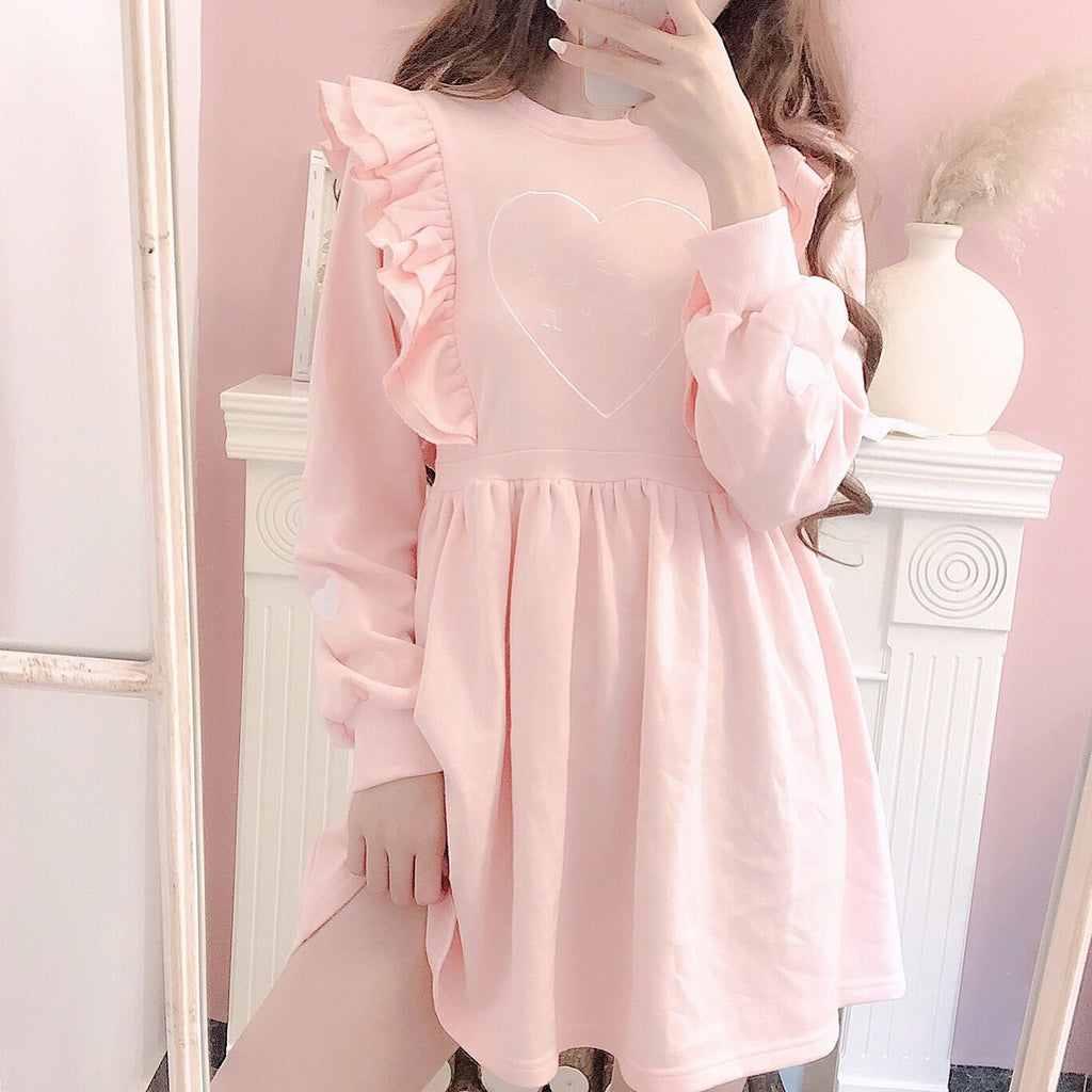 Get trendy with [Mid Season SALE] When Cotton Candy Met Peach Mousse Long Sleeve babydoll dress -  available at Peiliee Shop. Grab yours for $35 today!